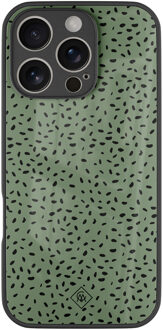 Casimoda iPhone 16 Pro glazen hardcase - Green confetti Groen
