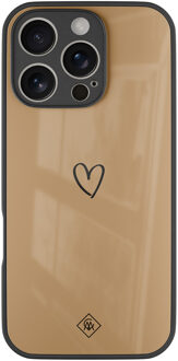 Casimoda iPhone 16 Pro glazen hardcase - Hart bruin Bruin/beige