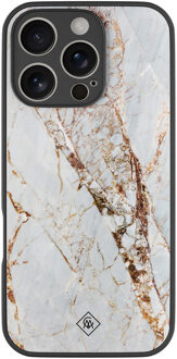 Casimoda iPhone 16 Pro glazen hardcase - Marmer goud Goudkleurig
