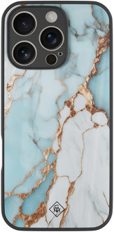 Casimoda iPhone 16 Pro glazen hardcase - Marmer lichtblauw
