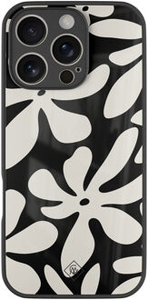 Casimoda iPhone 16 Pro glazen hardcase - Noir bloom Zwart