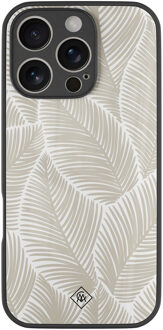 Casimoda iPhone 16 Pro glazen hardcase - Palmy leaves beige Bruin/beige