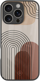 Casimoda iPhone 16 Pro glazen hardcase - Warm curves Bruin/beige
