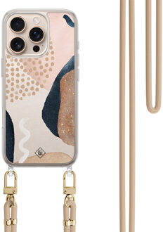 Casimoda iPhone 16 Pro hoesje met beige koord - Abstract dots Bruin/beige