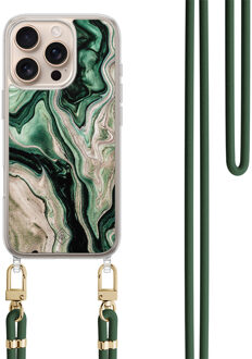 Casimoda iPhone 16 Pro hoesje met groen koord - Green waves