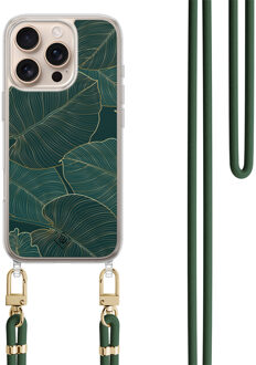 Casimoda iPhone 16 Pro hoesje met groen koord - Monstera leaves