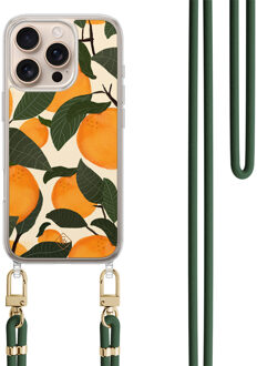 Casimoda iPhone 16 Pro hoesje met groen koord - Orange garden