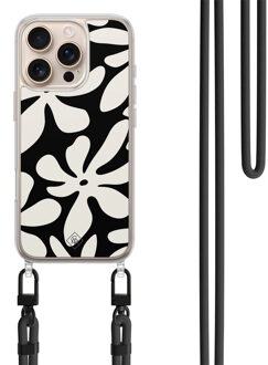 Casimoda iPhone 16 Pro hoesje met zwart koord - Noir bloom