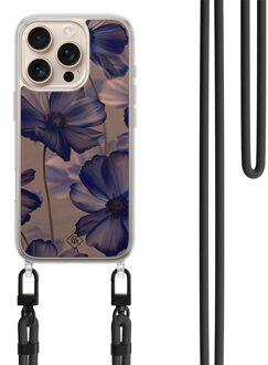 Casimoda iPhone 16 Pro hoesje met zwart koord - Twilight petals Paars