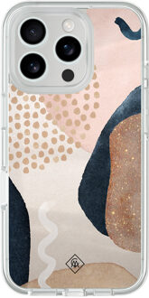 Casimoda iPhone 16 Pro hybride hoesje - Abstract dots Bruin/beige