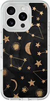 Casimoda iPhone 16 Pro hybride hoesje - Counting the stars Zwart, Goudkleurig