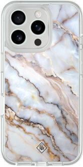 Casimoda iPhone 16 Pro hybride hoesje - Marble dream Grijs/zilverkleurig