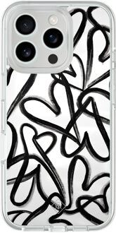Casimoda iPhone 16 Pro hybride hoesje - Midnight hearts Zwart