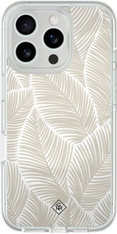 Casimoda iPhone 16 Pro hybride hoesje - Palmy leaves beige Goudkleurig