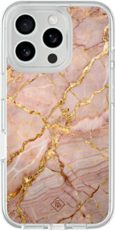 Casimoda iPhone 16 Pro hybride hoesje - Rose gold marble Multi