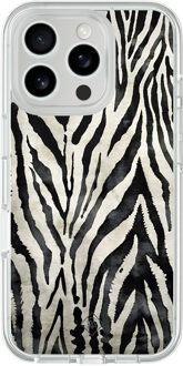 Casimoda iPhone 16 Pro hybride hoesje - Zebra Safari Zwart