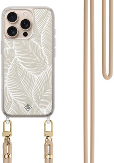 Casimoda iPhone 16 Pro Max hoesje met beige koord - Palm leaves beige Bruin/beige