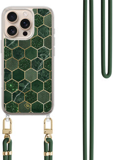 Casimoda iPhone 16 Pro Max hoesje met groen koord - Kubus groen