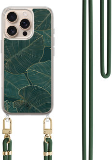 Casimoda iPhone 16 Pro Max hoesje met groen koord - Monstera leaves