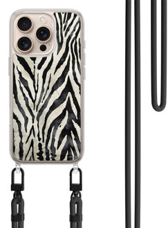 Casimoda iPhone 16 Pro Max hoesje met zwart koord - Zebra Safari