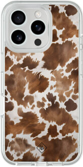 Casimoda iPhone 16 Pro Max hybride hoesje - Cowhide chic Bruin/beige