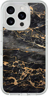 Casimoda iPhone 16 Pro Max hybride hoesje - Marmer grijs brons Zwart
