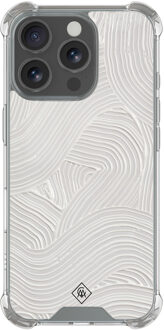 Casimoda iPhone 16 Pro Max shockproof hoesje - Abstract beige waves Grijs/zilverkleurig