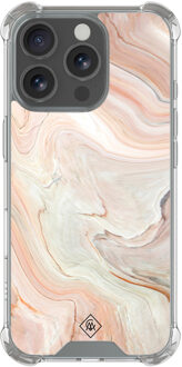 Casimoda iPhone 16 Pro Max shockproof hoesje - Marmer waves Bruin/beige