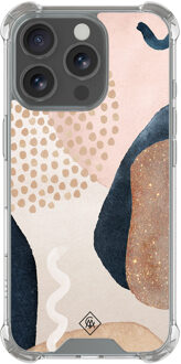 Casimoda iPhone 16 Pro shockproof hoesje - Abstract dots Bruin/beige