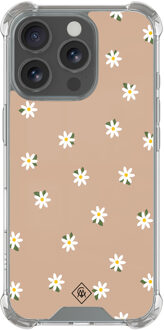 Casimoda iPhone 16 Pro shockproof hoesje - Sweet daisies Bruin/beige