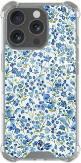 Casimoda iPhone 16 Pro shockproof hoesje - Vintage blue floral Blauw
