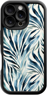 Casimoda iPhone 16 Pro zwarte case - Japandi waves Blauw