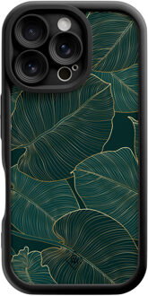 Casimoda iPhone 16 Pro zwarte case - Monstera leaves Groen
