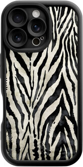 Casimoda iPhone 16 Pro zwarte case - Zebra safari