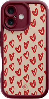Casimoda iPhone 16 rode case - Sweet hearts Bruin/beige, Rood