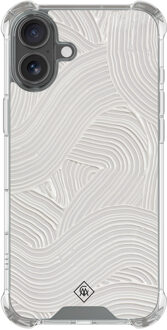 Casimoda iPhone 16 shockproof hoesje - Abstract beige waves Grijs/zilverkleurig