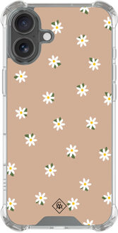 Casimoda iPhone 16 shockproof hoesje - Sweet daisies Bruin/beige