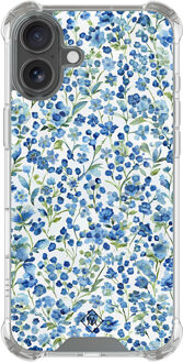 Casimoda iPhone 16 shockproof hoesje - Vintage blue floral Blauw