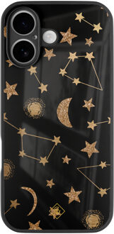 Casimoda iPhone 17 glazen hardcase - Counting the stars Zwart, Goudkleurig