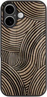 Casimoda iPhone 17 glazen hardcase - Ebony waves Zwart, Bruin/beige