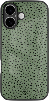 Casimoda iPhone 17 glazen hardcase - Green confetti Groen