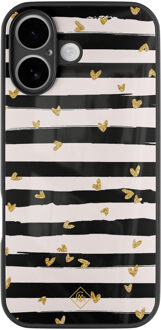Casimoda iPhone 17 glazen hardcase - Hart streepjes Zwart, Goudkleurig