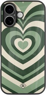 Casimoda iPhone 17 glazen hardcase - Hart swirl groen