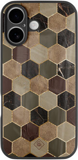 Casimoda iPhone 17 glazen hardcase - Kubus bruin groen Bruin/beige