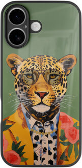Casimoda iPhone 17 glazen hardcase - Luipaard hipster Groen