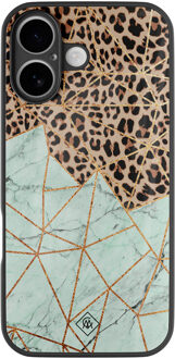 Casimoda iPhone 17 glazen hardcase - Luipaard marmer mint