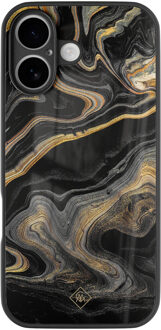 Casimoda iPhone 17 glazen hardcase - Marbling Zwart, Goudkleurig