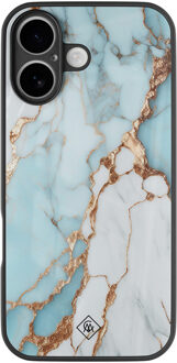 Casimoda iPhone 17 glazen hardcase - Marmer lichtblauw