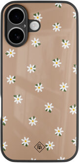 Casimoda iPhone 17 glazen hardcase - Sweet daisies Bruin/beige