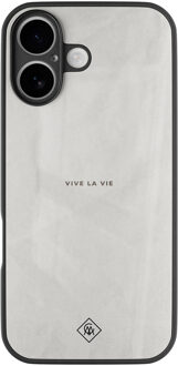 Casimoda iPhone 17 glazen hardcase - Vive la vie Grijs/zilverkleurig